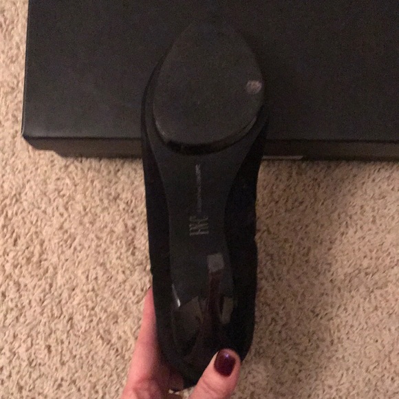 Black Suede INC Gallia Heeled Ankle Boots - Picture 7 of 7